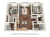 Oaks Landings_3D_2 Bedroom_2B Floor Pan
